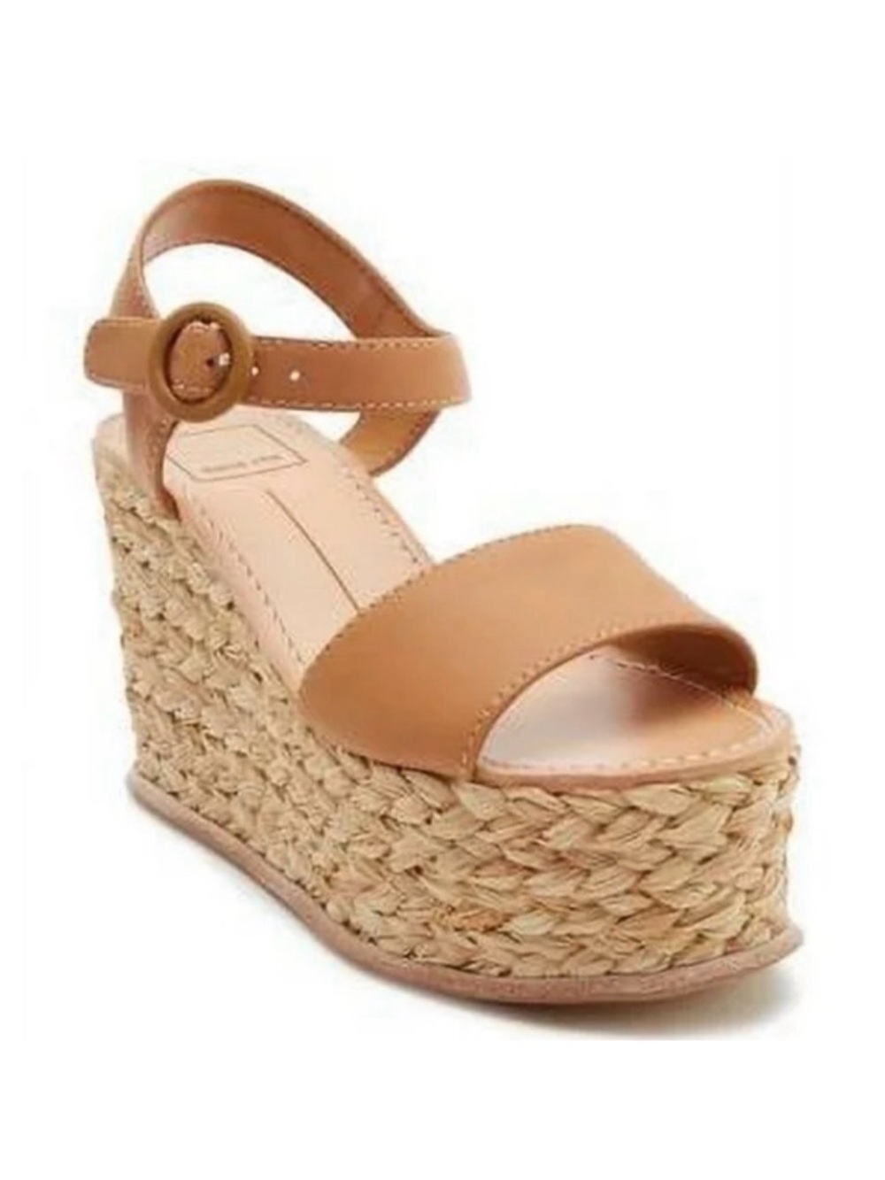 DOLCE VITA Dane Caramel Leather Sandal Platform Wedge Espadrilles 10 NWT